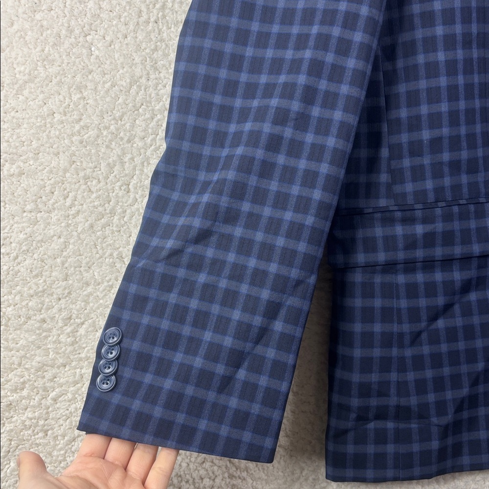 NWT Ben Sherman Mens Navy Blue Plaid Blazer Sport Coat Size 44R - Picture 7 of 16